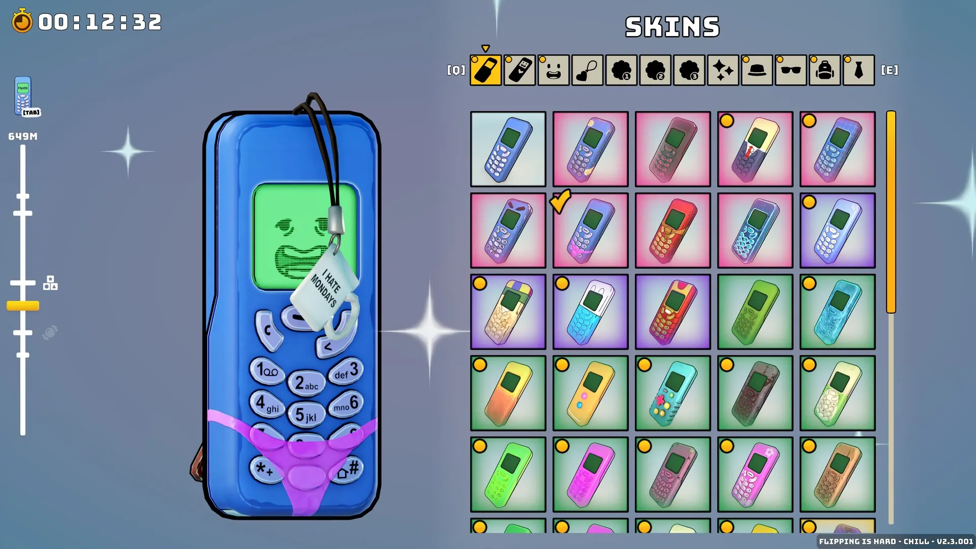 Flippy beside the in-game cosmetic customization menu